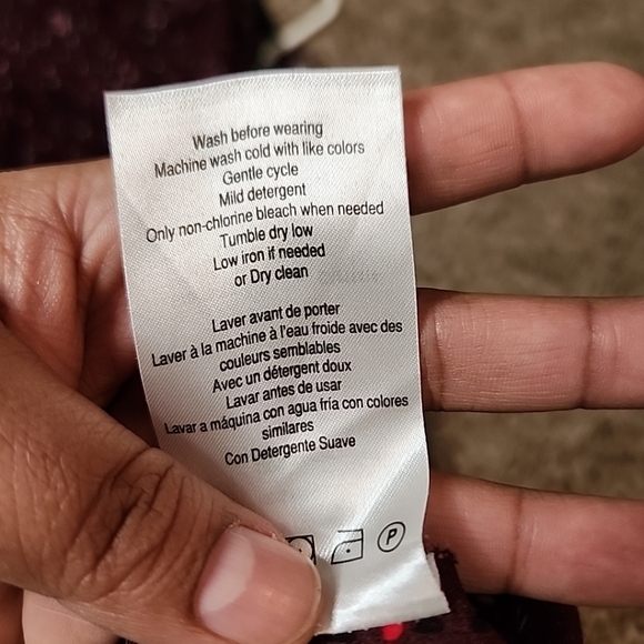 Maternity top short sleeve Burgendy print self tie back zip "Motherhood" Small - Picture 9 of 10